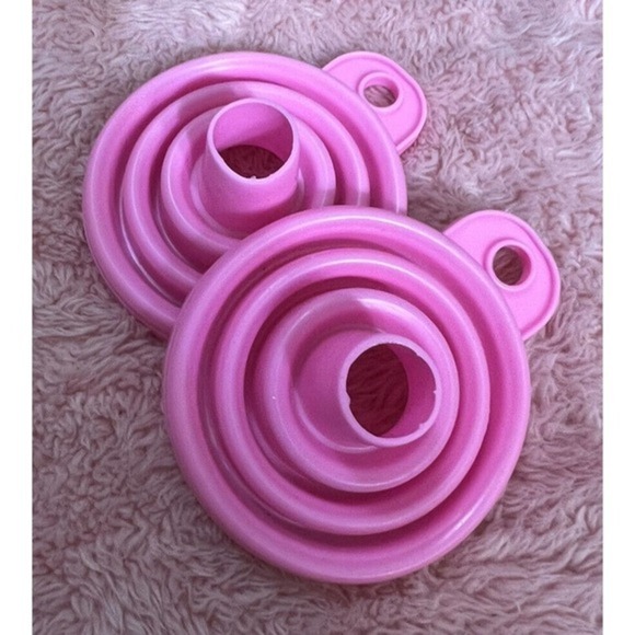 Lot of 2 Collapsible Silicone Funnel Foldable In Pink 2.5”W - Picture 2 of 9
